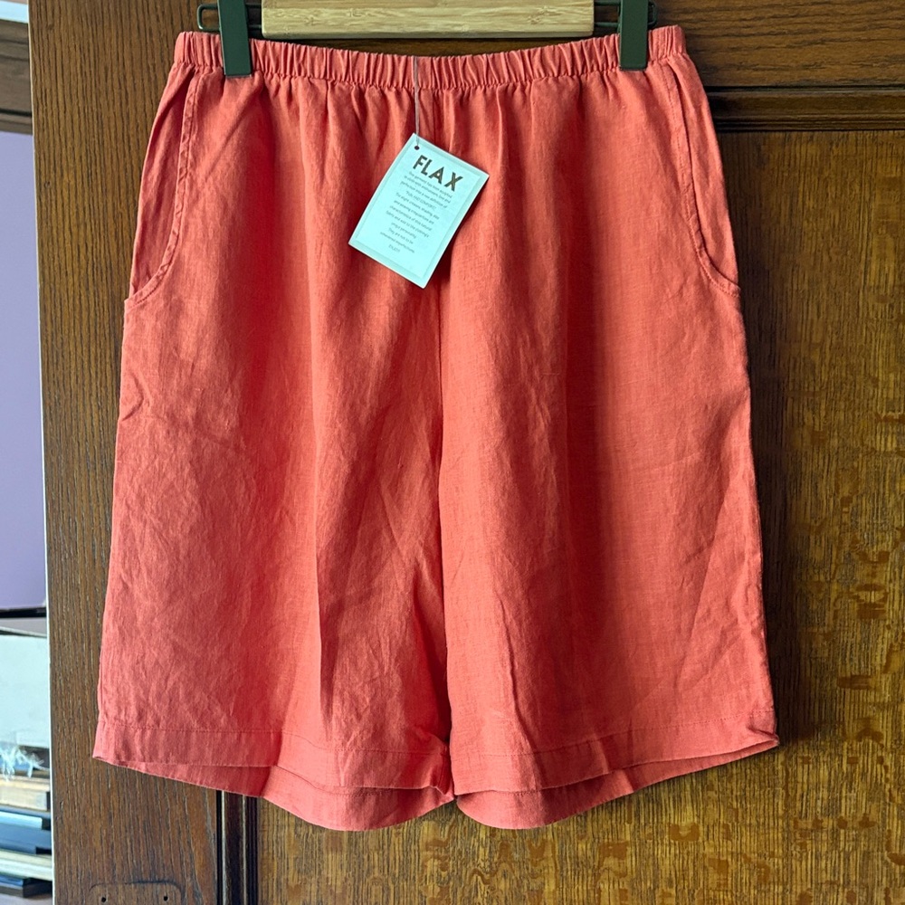 FLAX coral Linen Shorts